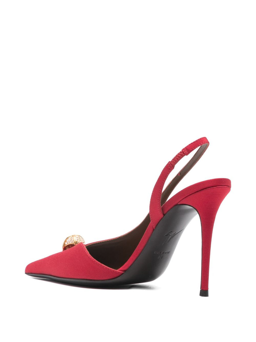 Giuseppe Zanotti Carole Slingback Pumps Red Fabric Bold Eveningwear Stiletto For Women
