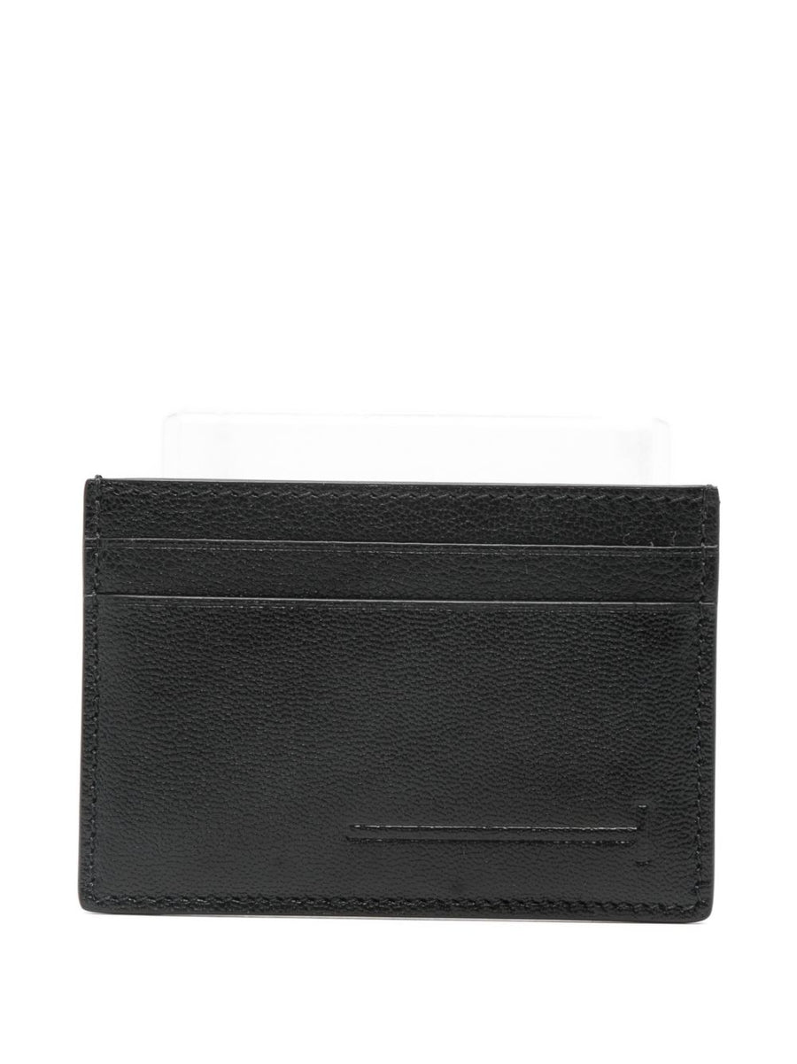 Tom Ford Leather Card Holder For Men With Multiple Card Slots Signature Logo Black Goat And Sheep Leather