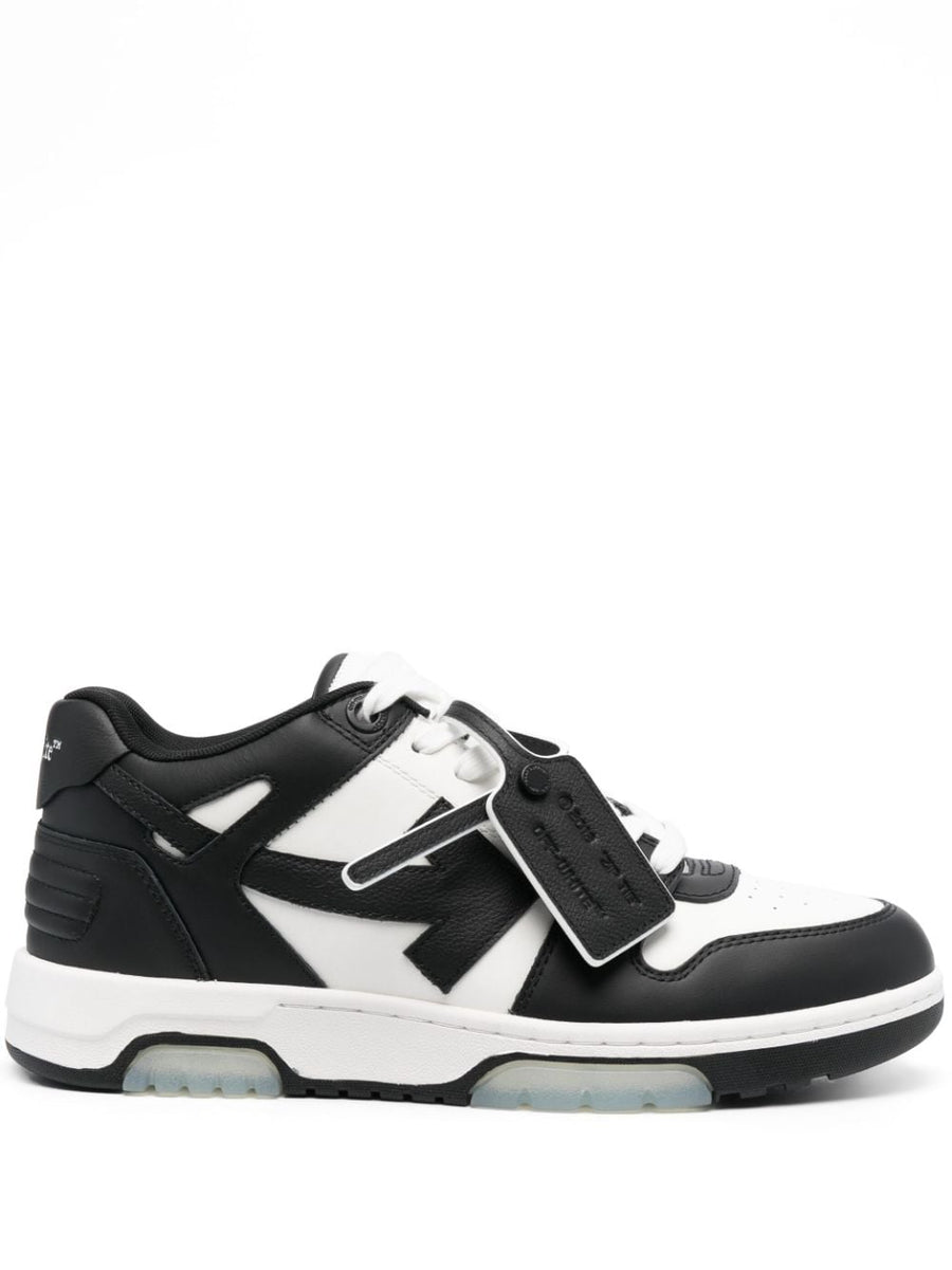 Off White Out Of Office Sneakers Men Bold Streetwear With Arrows Motif Panelled Zip Tie Tag