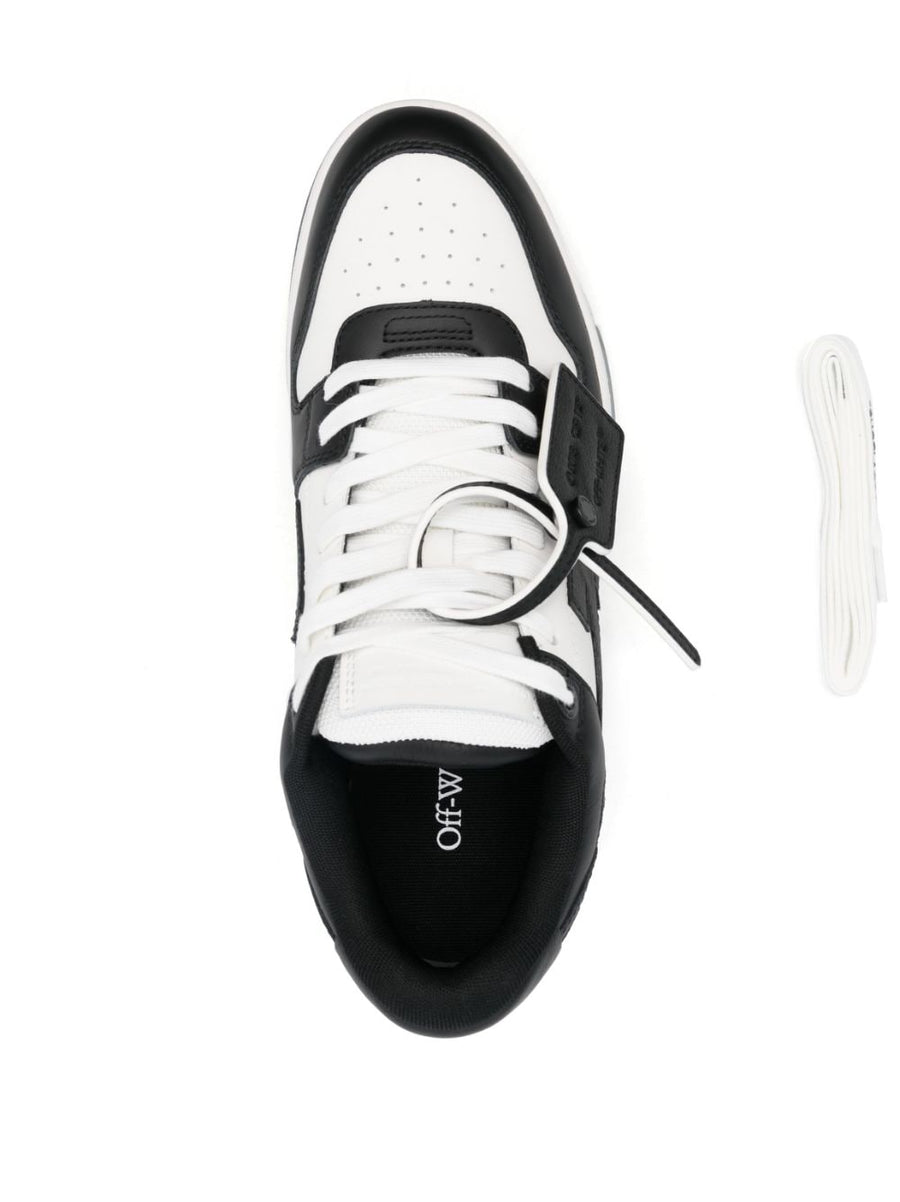 Off White Out Of Office Sneakers Men Bold Streetwear With Arrows Motif Panelled Zip Tie Tag