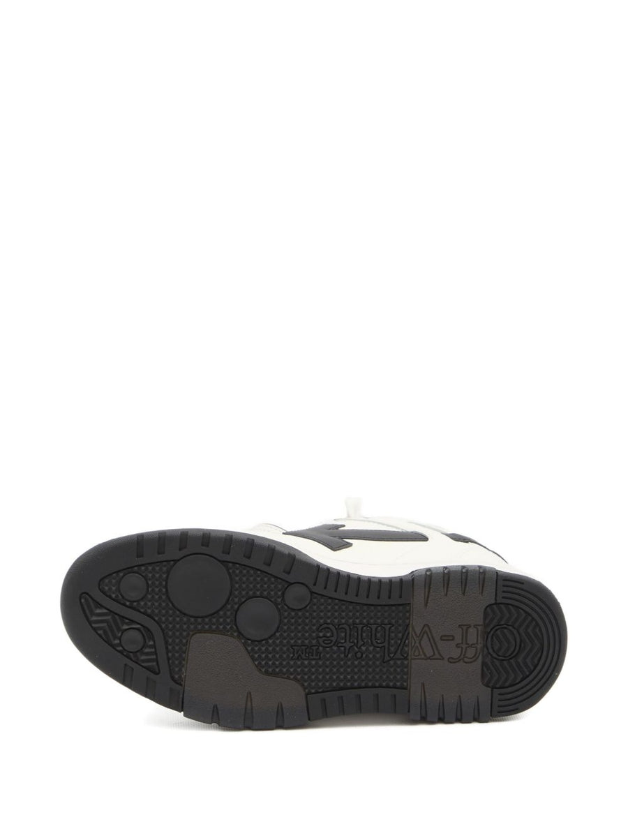 Off White Out Of Office Sneakers For Men Minimalist White Lambskin Perforated Toe Side Arrow Logo