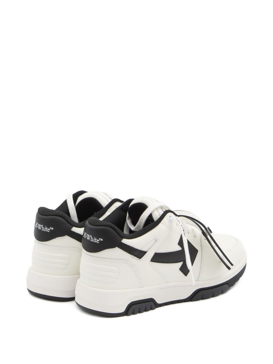 Off White Out Of Office Sneakers For Men Minimalist White Lambskin Perforated Toe Side Arrow Logo
