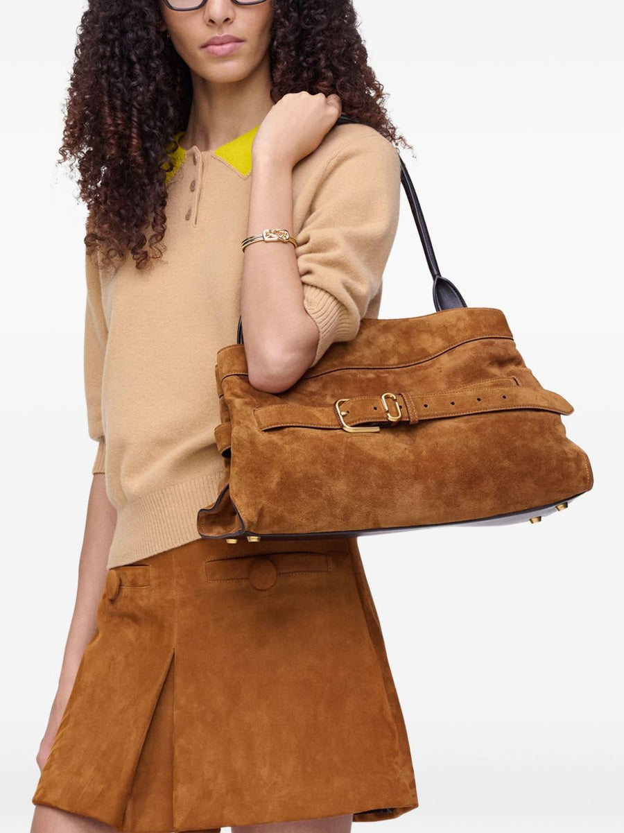 Marc Jacobs Dakota Suede Satchel Bag For Women With Copper Belt Detail And Gold Buckle