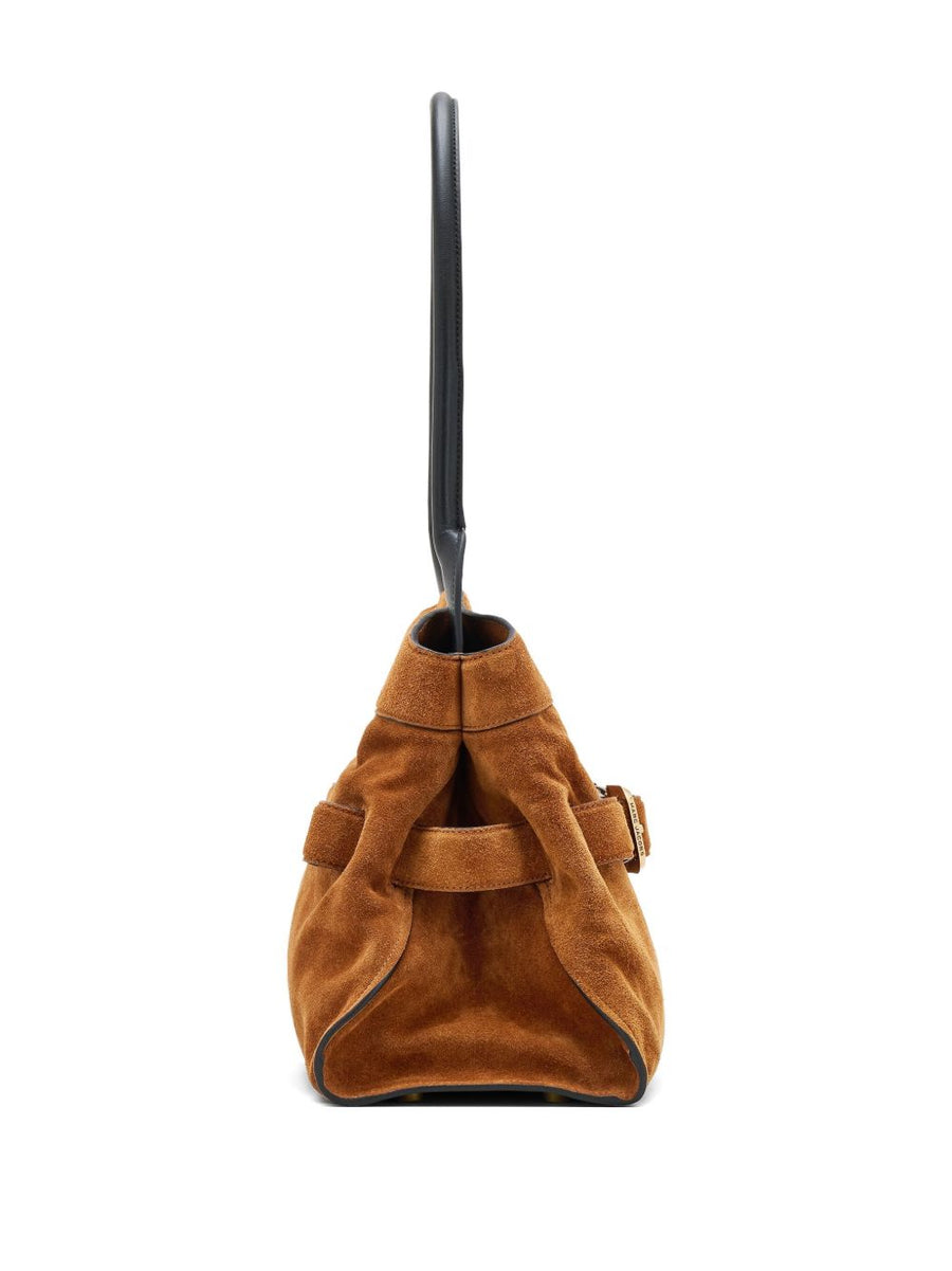 Marc Jacobs Dakota Suede Satchel Bag For Women With Copper Belt Detail And Gold Buckle