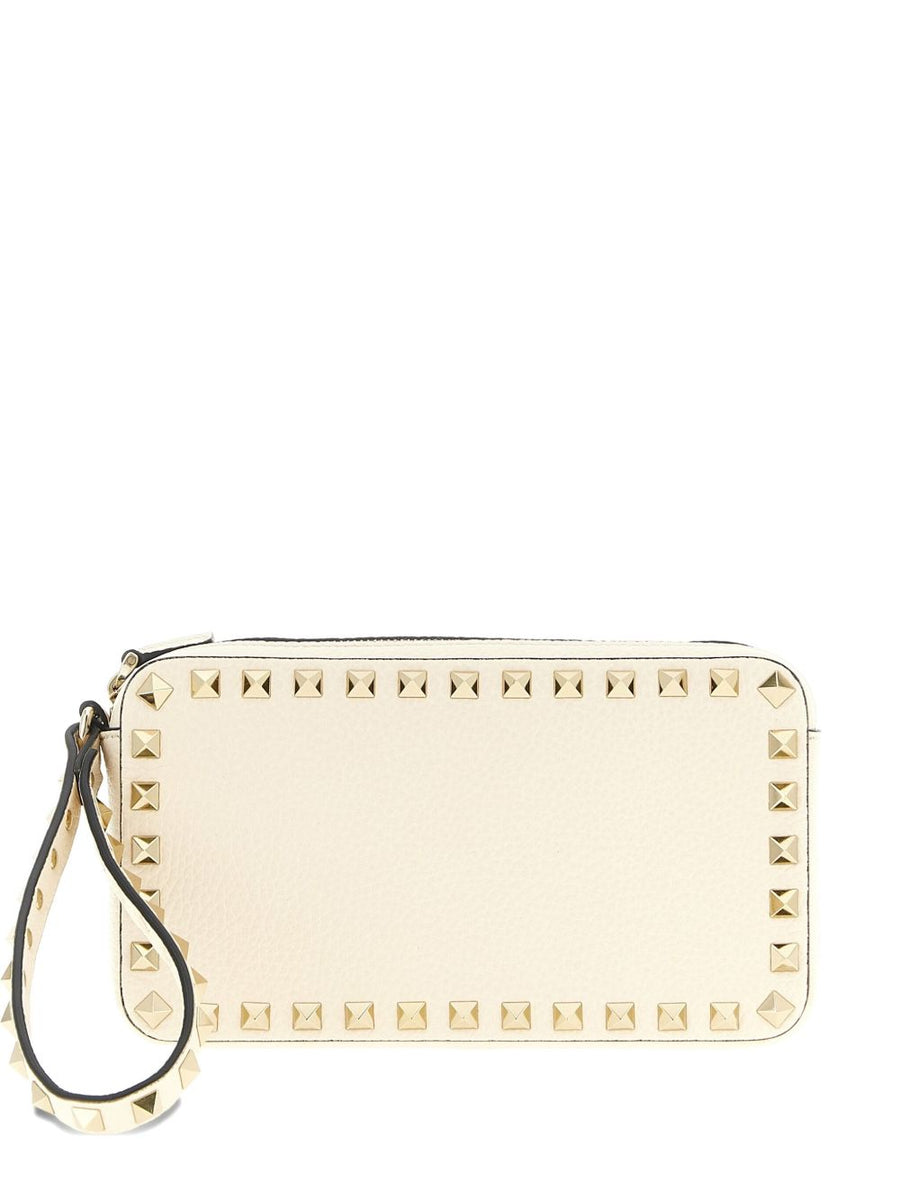 Valentino Garavani Rockstud Leather Mini Bag Clutch Ivory Calf Leather Luxurious Evening For Women