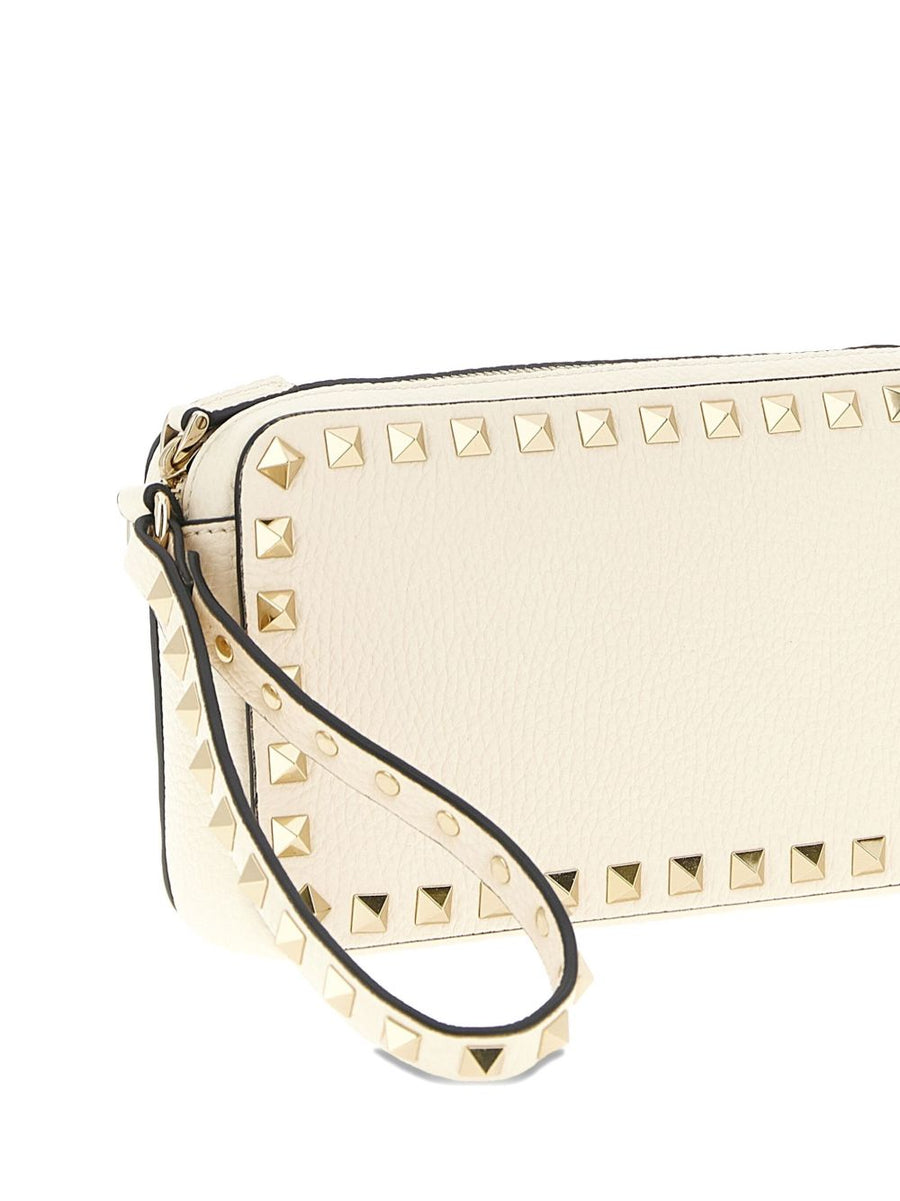 Valentino Garavani Rockstud Leather Mini Bag Clutch Ivory Calf Leather Luxurious Evening For Women