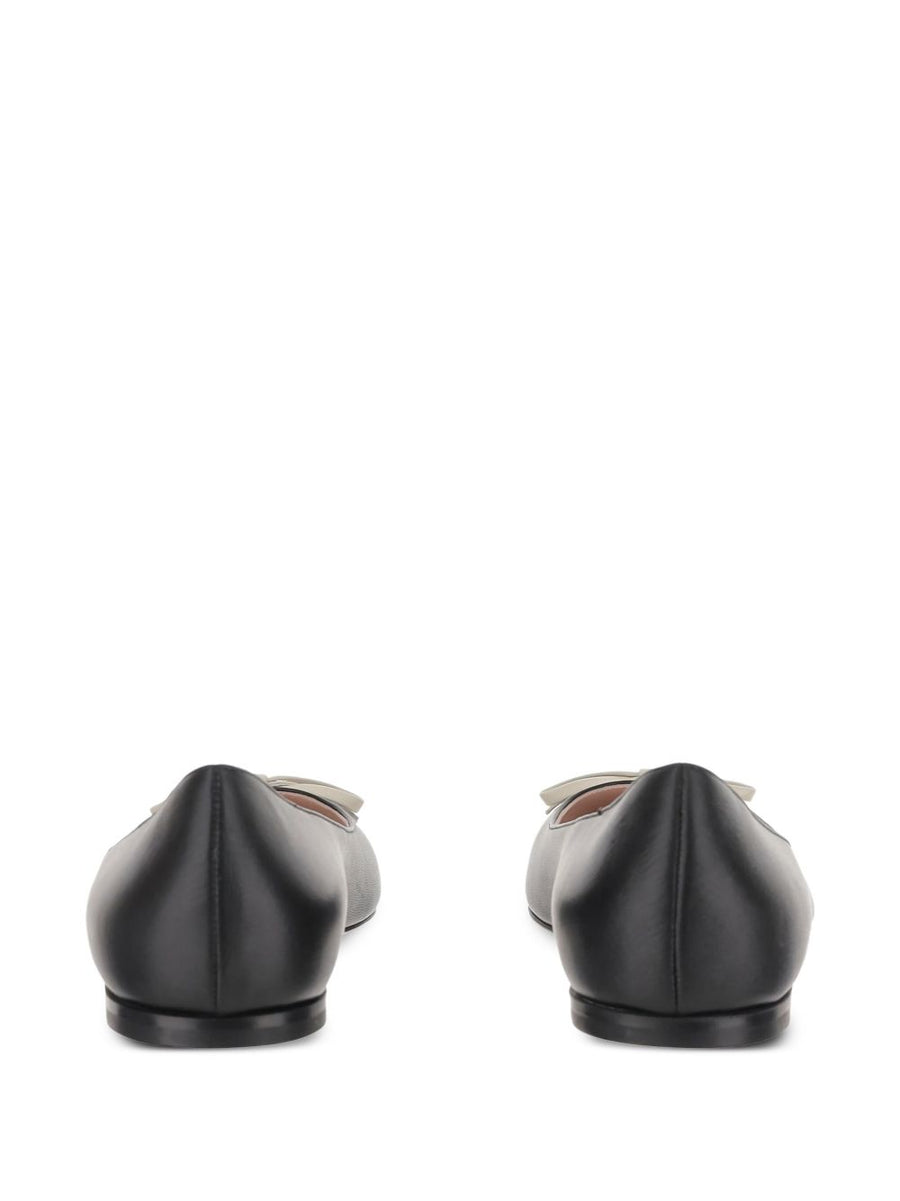 Valentino Garavani Bepointy Pointed Toe Flats Black Calf Leather VLogo Signature For Women All Season