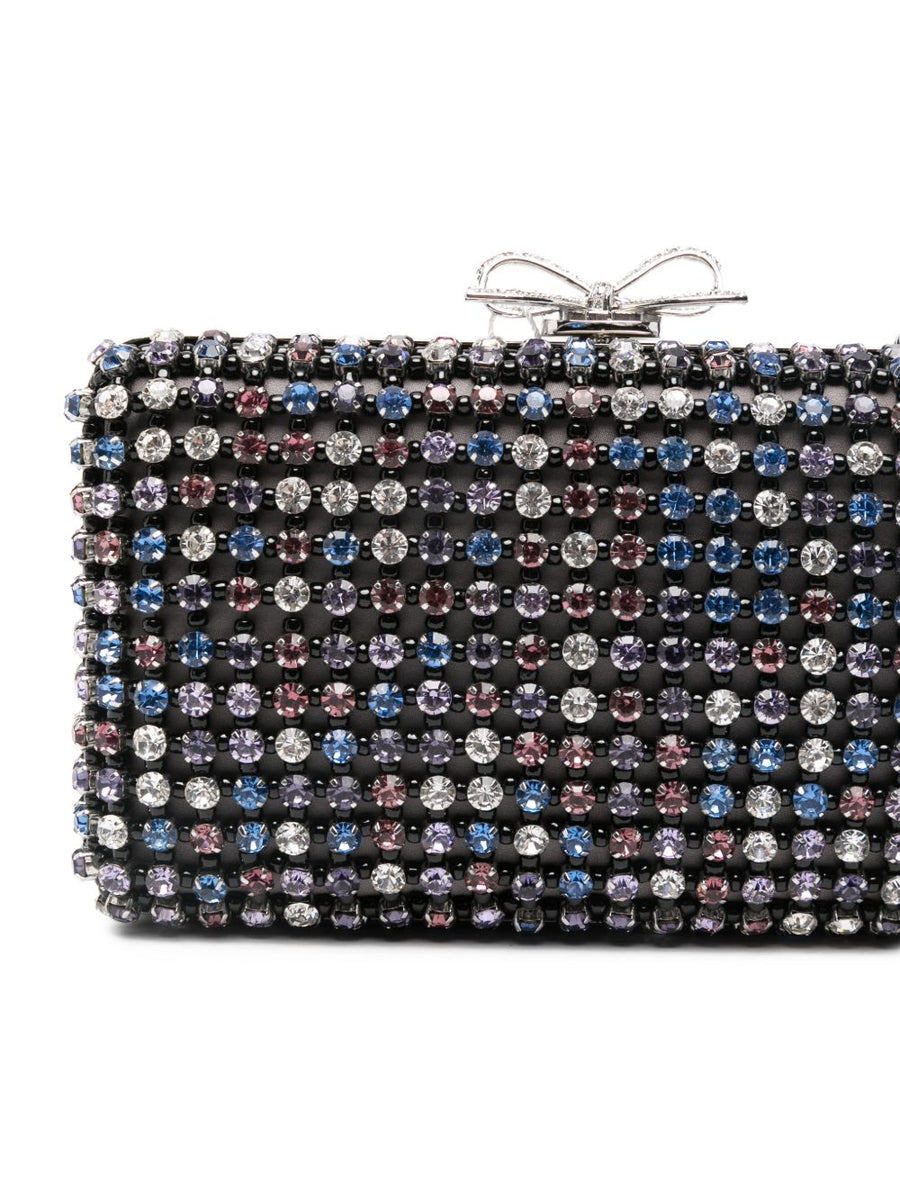 Self-Portrait Multi Crystal Chainmail Clutch Crystal Embellished Surface Detachable Chain For Women Luxury Evening Bag