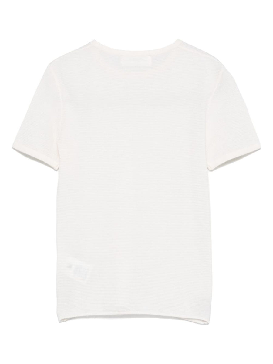 Lisa Yang Ira Ivory Cashmere T Shirt Crew Neck Short Sleeve