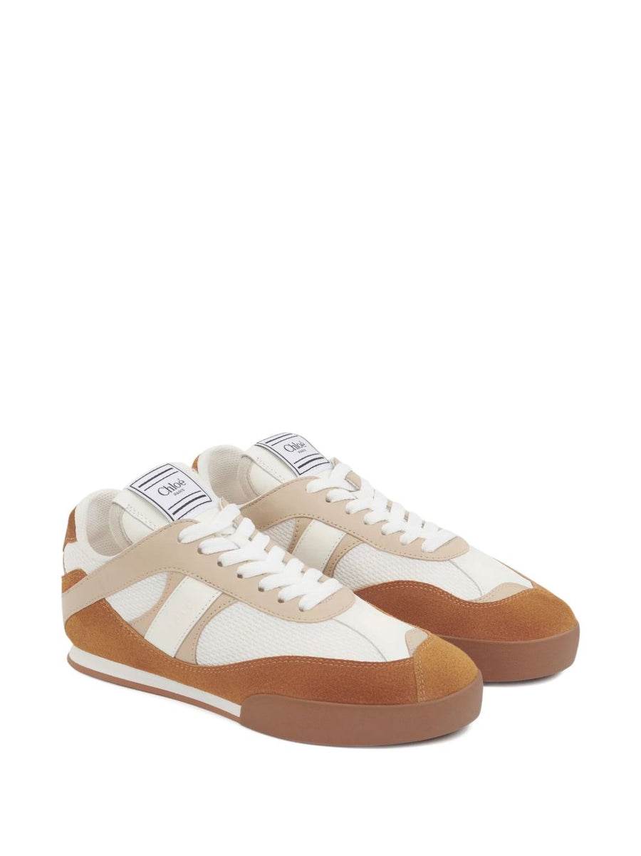 Chloé Kick Sneakers for Women with Beige Debossed Logo and Luxurious 1cm Inner Wedge Heel