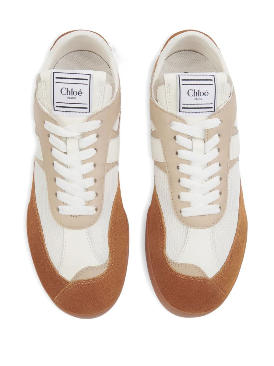 Chloé Kick Sneakers for Women with Beige Debossed Logo and Luxurious 1cm Inner Wedge Heel