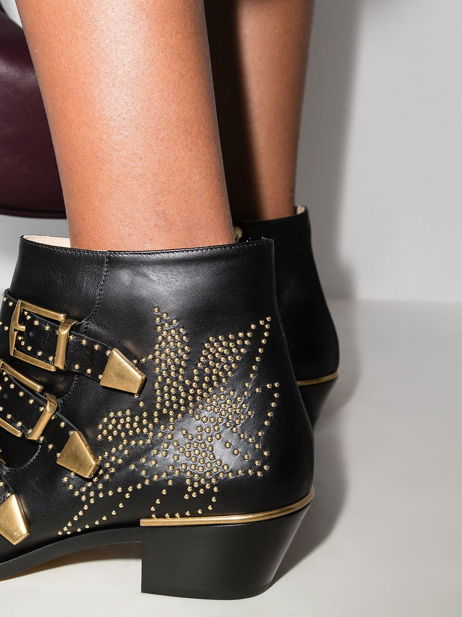 Chloé Susanna Ankle Boots for Women Studded Calf Leather with Buckle Silhouette Iconic