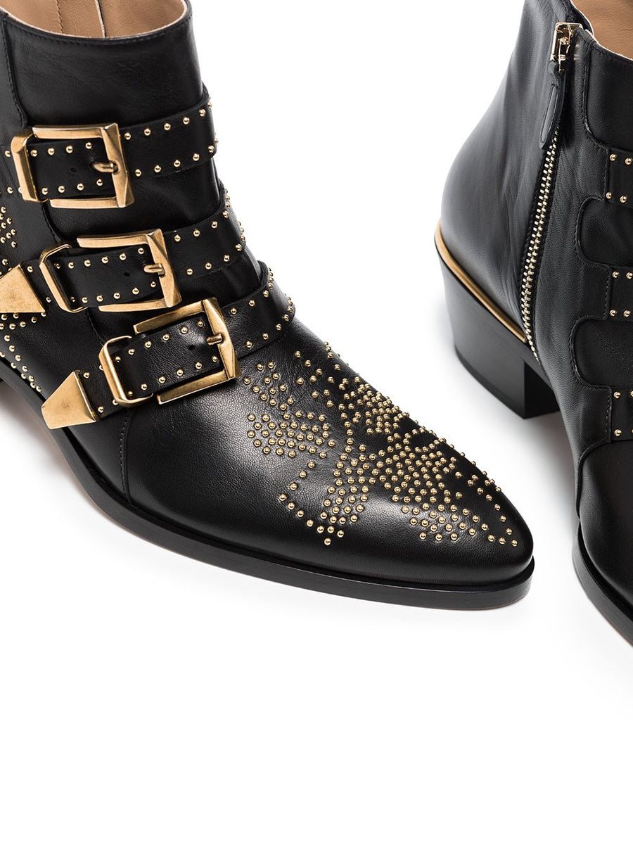 Chloé Susanna Ankle Boots for Women Studded Calf Leather with Buckle Silhouette Iconic