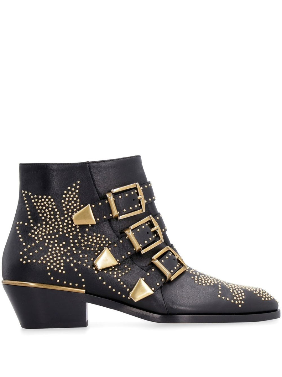 Chloé Susanna Ankle Boots for Women Studded Calf Leather with Buckle Silhouette Iconic