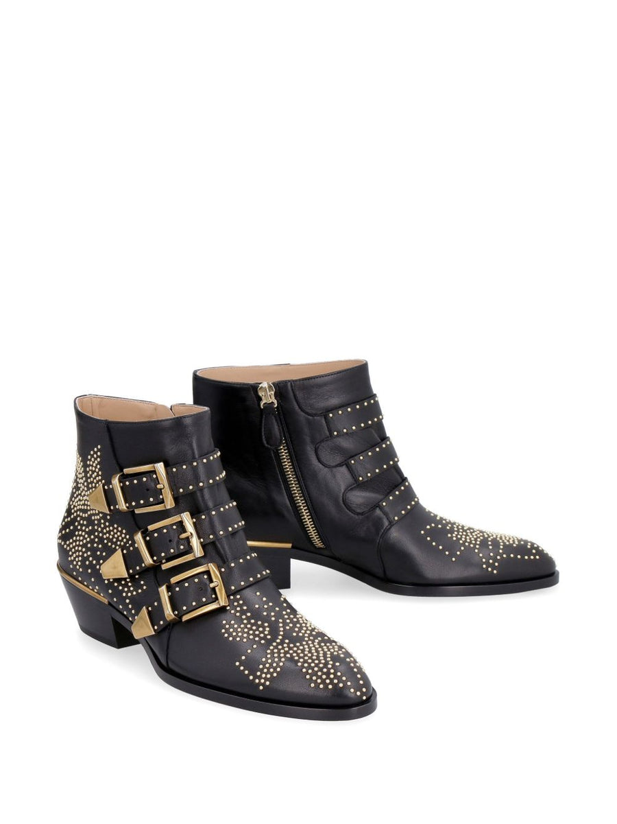 Chloé Susanna Ankle Boots for Women Studded Calf Leather with Buckle Silhouette Iconic
