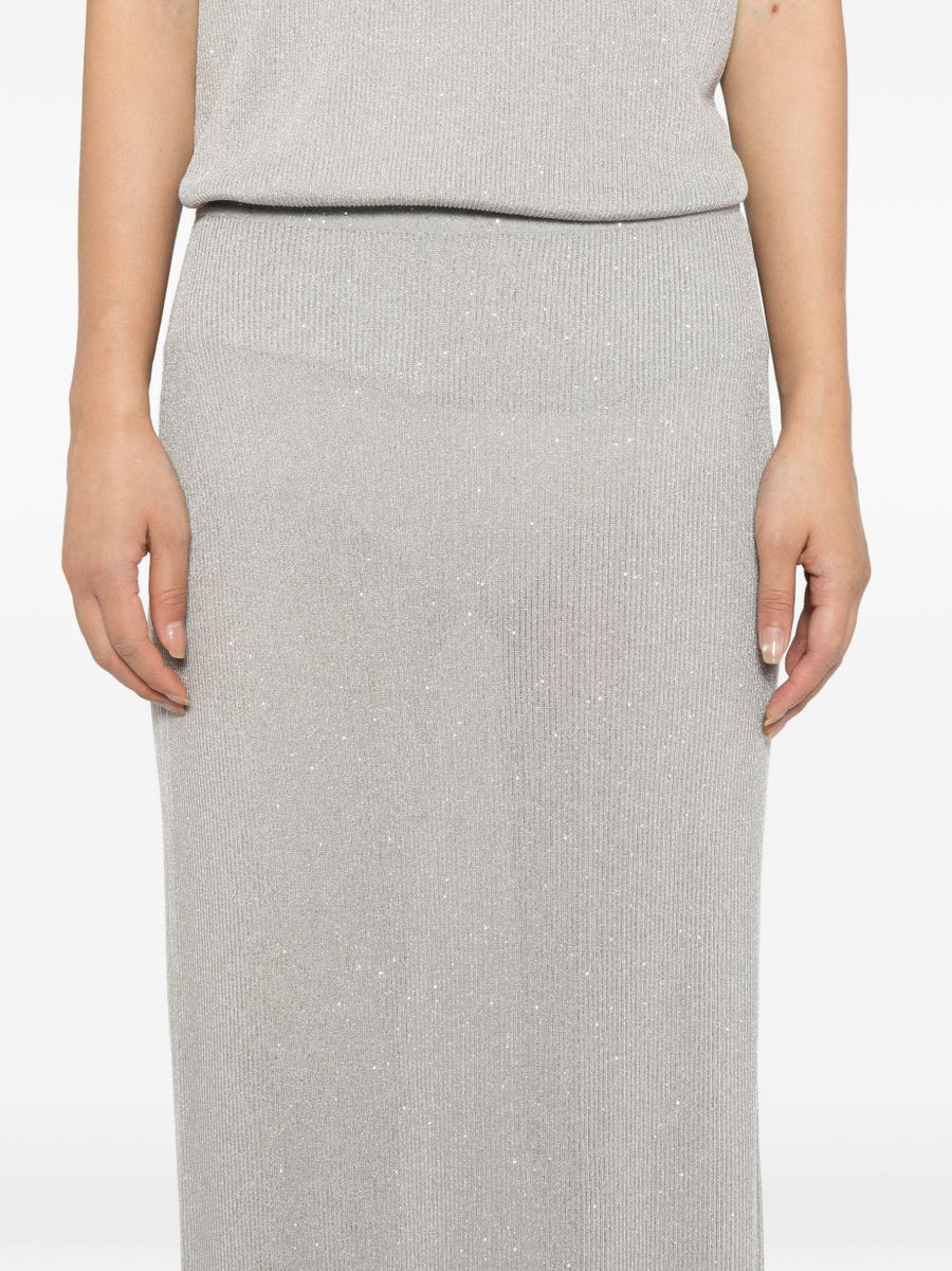 Tom Ford Sequined Long Skirt Mid Rise Ribbed Waistband For Women Luxury Eveningwear