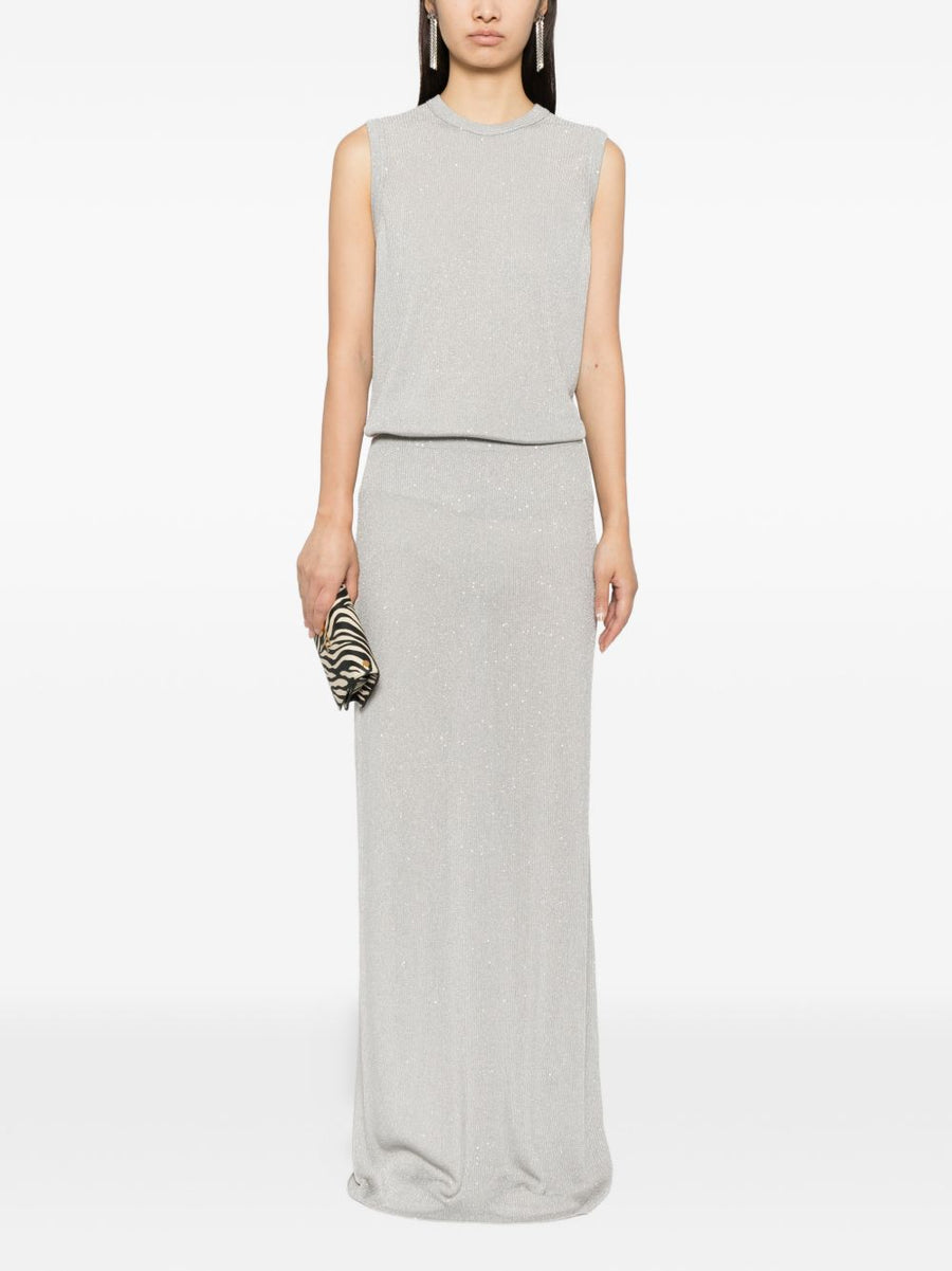Tom Ford Sequined Long Skirt Mid Rise Ribbed Waistband For Women Luxury Eveningwear