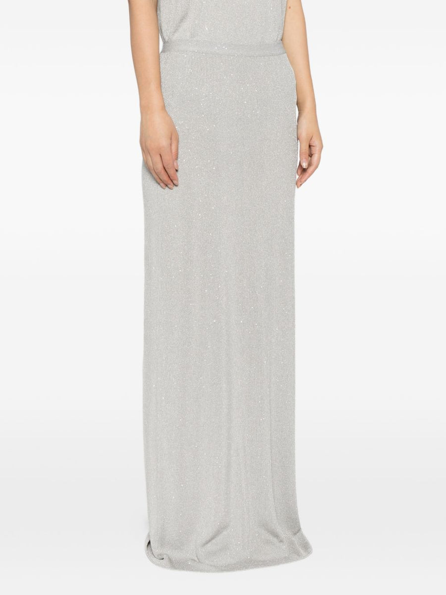 Tom Ford Sequined Long Skirt Mid Rise Ribbed Waistband For Women Luxury Eveningwear