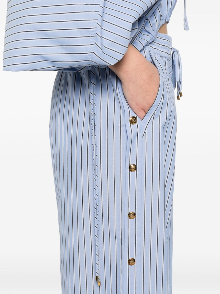 Zimmermann Wide Leg Trousers Light Blue With Stripe For Women Resort Ready Breezy Comfort