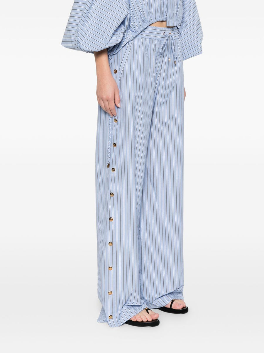Zimmermann Wide Leg Trousers Light Blue With Stripe For Women Resort Ready Breezy Comfort