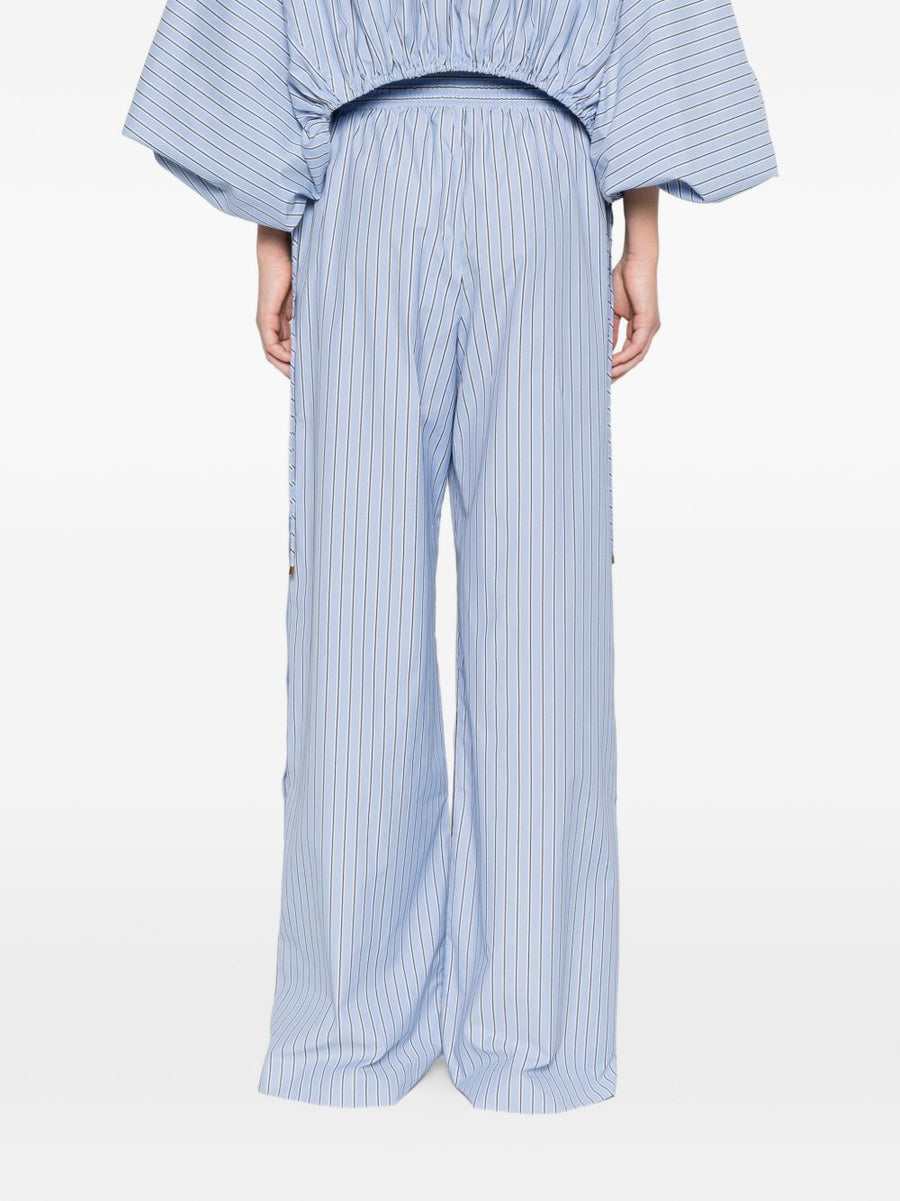 Zimmermann Wide Leg Trousers Light Blue With Stripe For Women Resort Ready Breezy Comfort