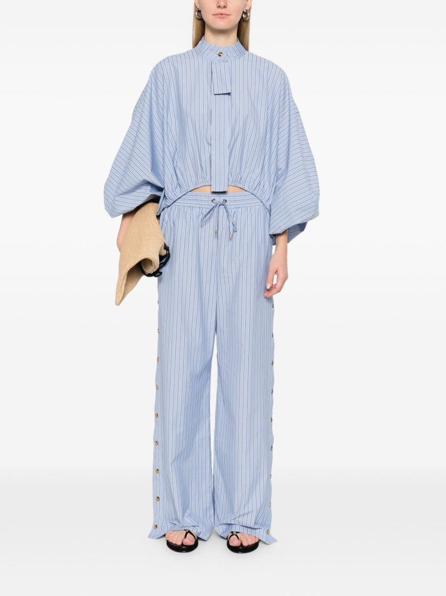 Zimmermann Wide Leg Trousers Light Blue With Stripe For Women Resort Ready Breezy Comfort