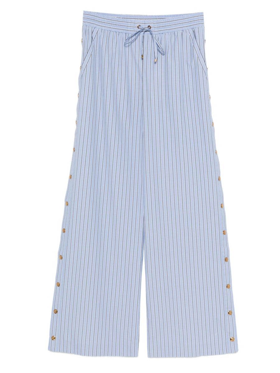 Zimmermann Wide Leg Trousers Light Blue With Stripe For Women Resort Ready Breezy Comfort