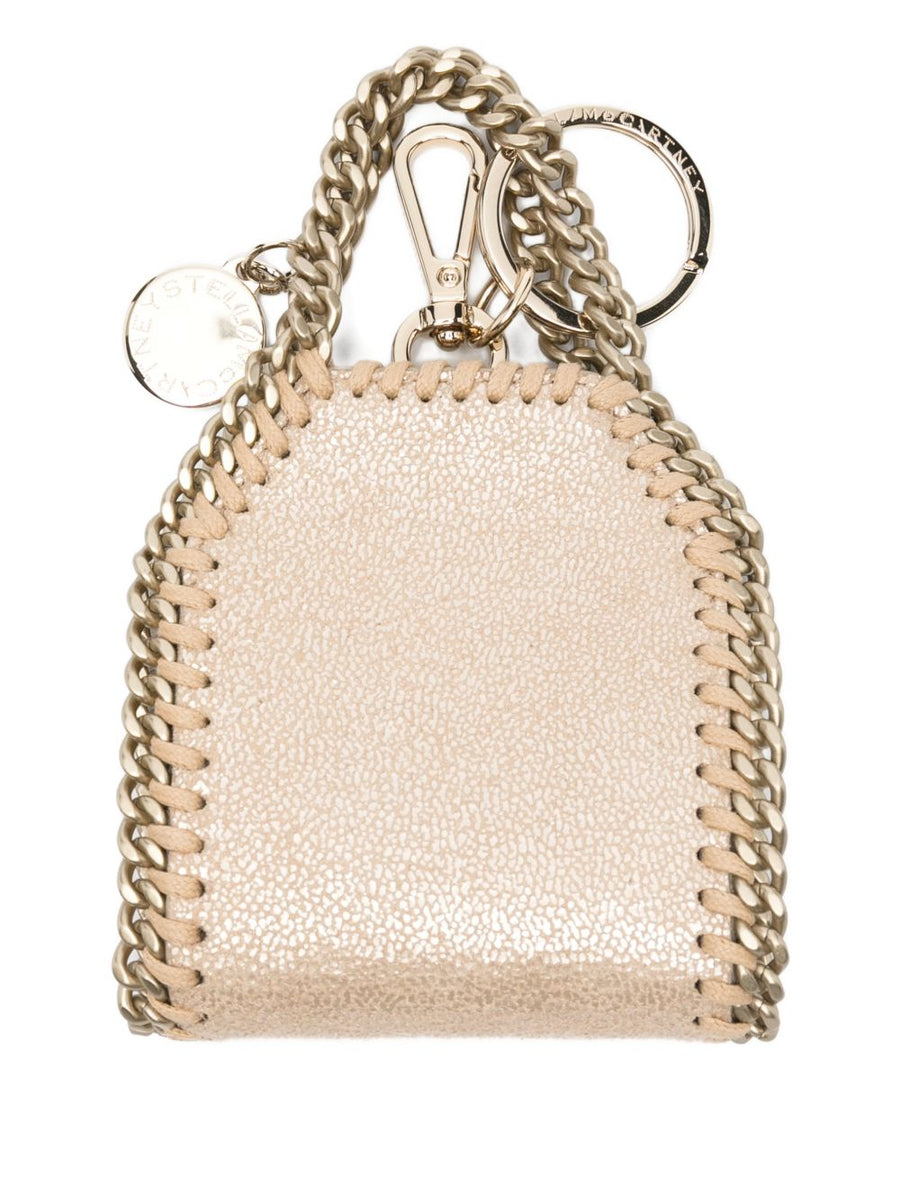Stella McCartney Falabella AirPods Case Keyring for Women Beige Chain Trim Gold Tone