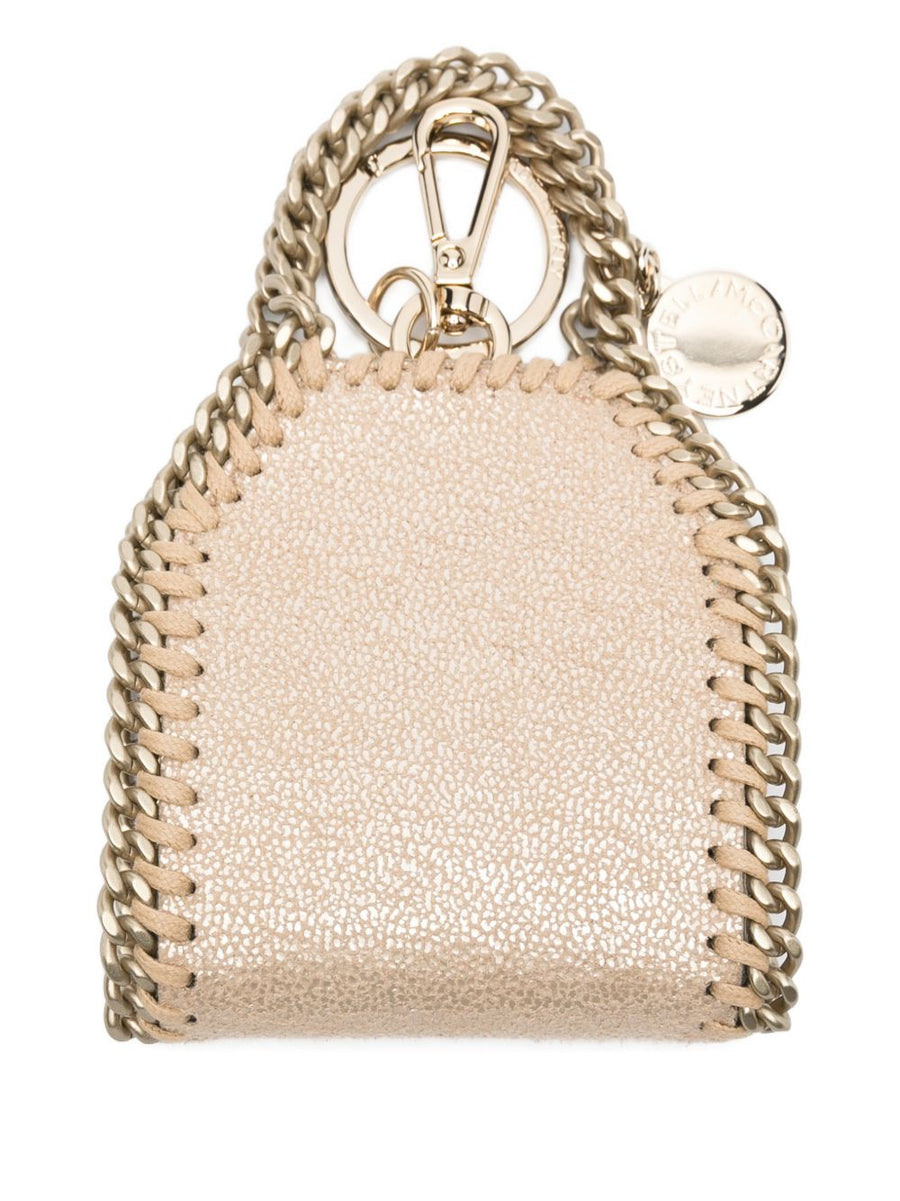Stella McCartney Falabella AirPods Case Keyring for Women Beige Chain Trim Gold Tone