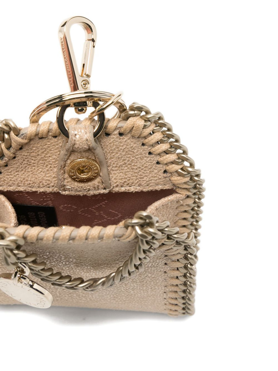 Stella McCartney Falabella AirPods Case Keyring for Women Beige Chain Trim Gold Tone