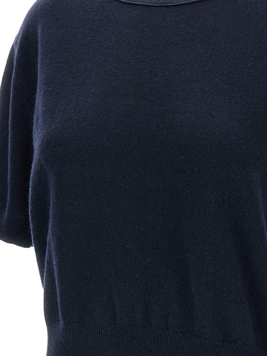 Lisa Yang Genevra Navy Cashmere Top For Women Luxurious Versatile Everyday Knitwear 100 Percent Cashmere