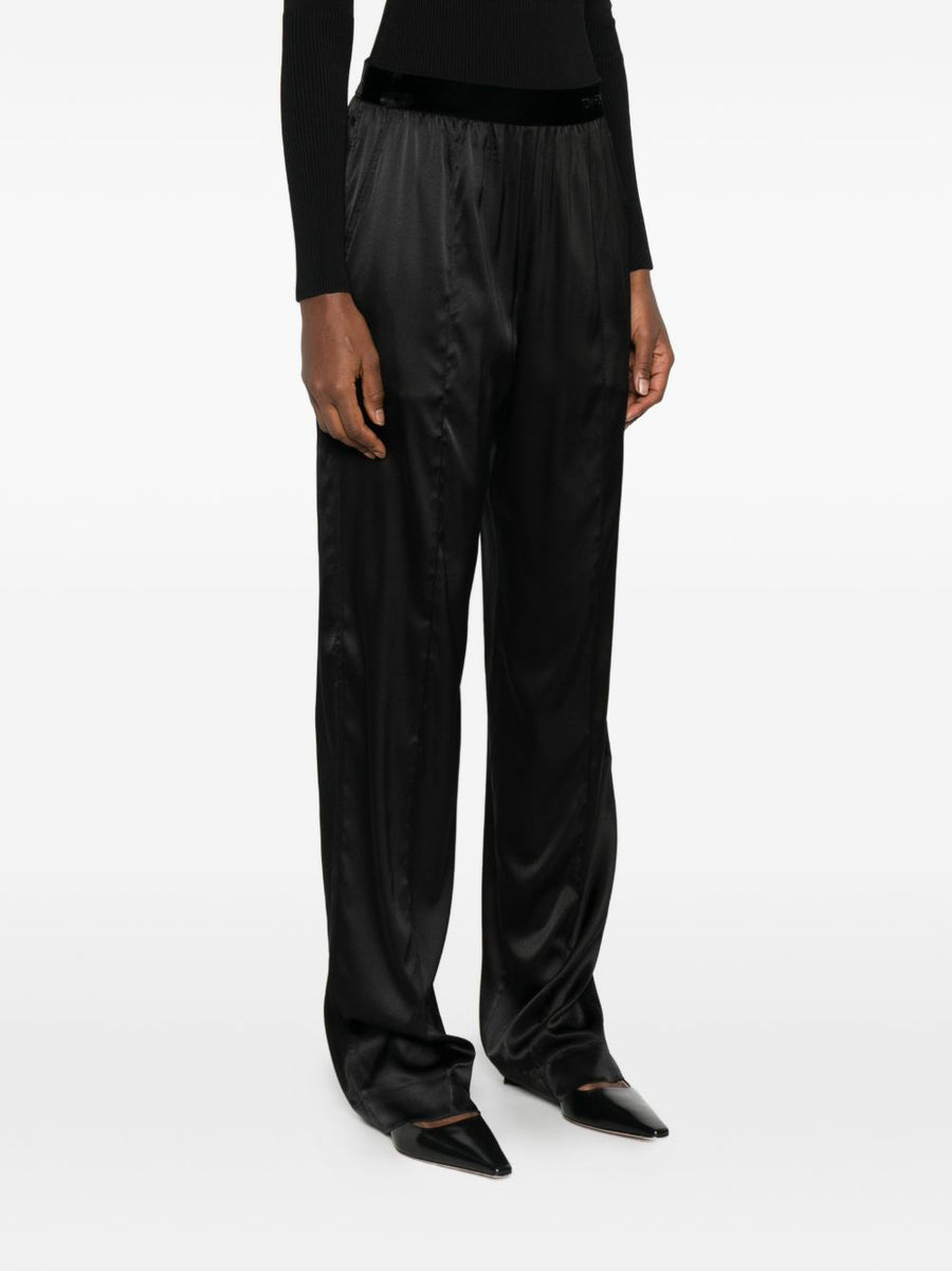 Tom Ford Silk Pajama Trousers For Women Luxury Silk Comfort Velvet Waistband Versatile Loungewear