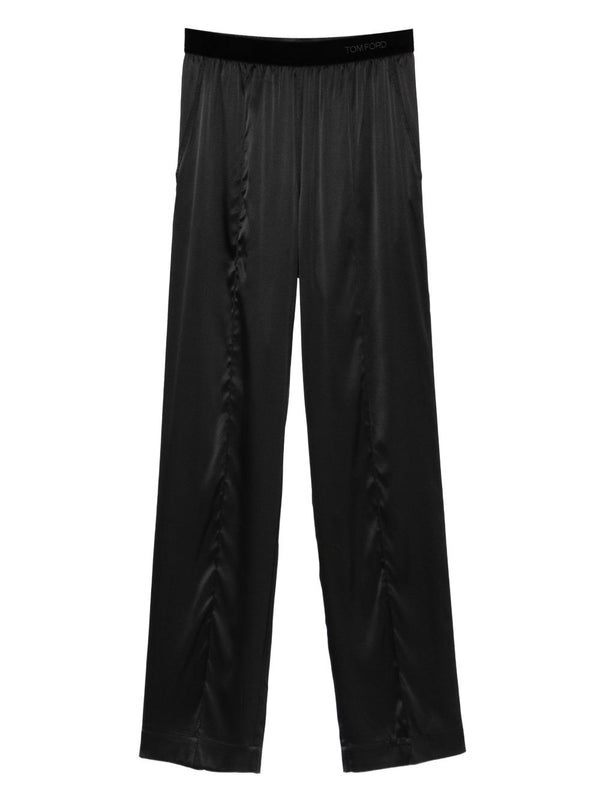 Tom Ford Silk Pajama Trousers For Women Luxury Silk Comfort Velvet Waistband Versatile Loungewear