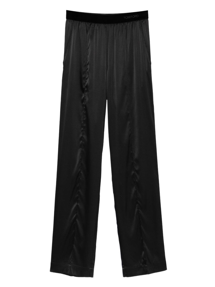Tom Ford Silk Pajama Trousers For Women Luxury Silk Comfort Velvet Waistband Versatile Loungewear