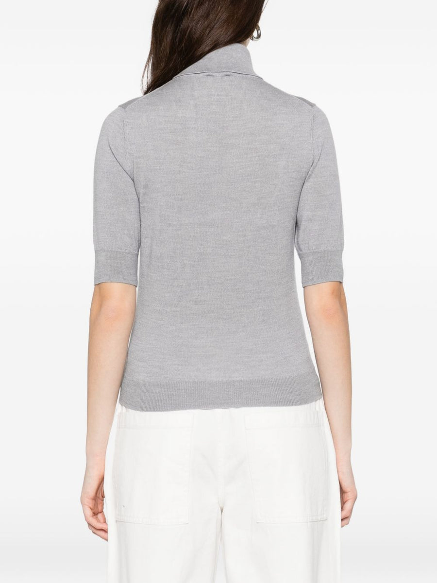 Herskind Perry Extra Fine Merino Wool Sweater For Women Light Grey, Short Sleeves, Polished Warmth