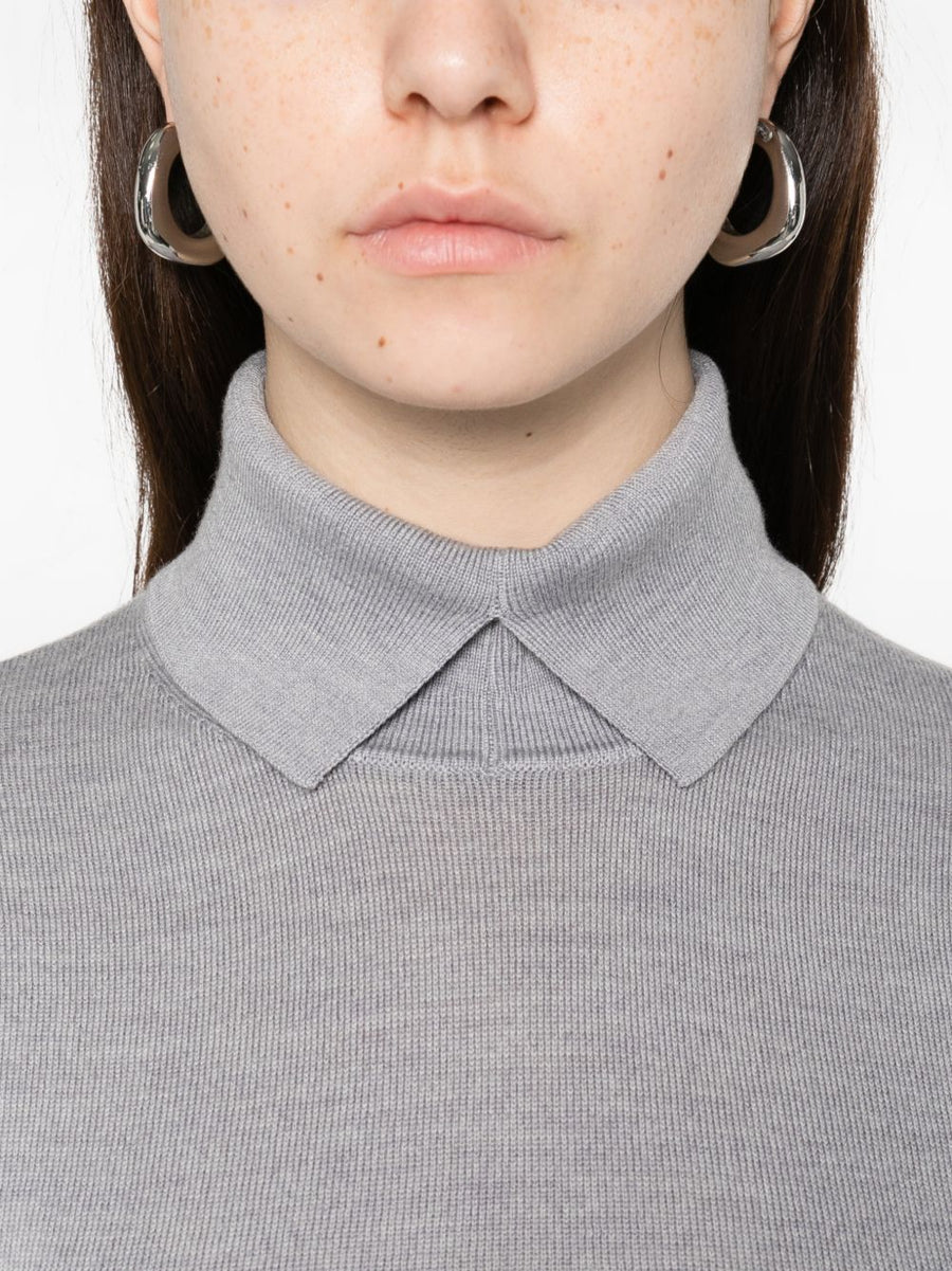 Herskind Perry Extra Fine Merino Wool Sweater For Women Light Grey, Short Sleeves, Polished Warmth