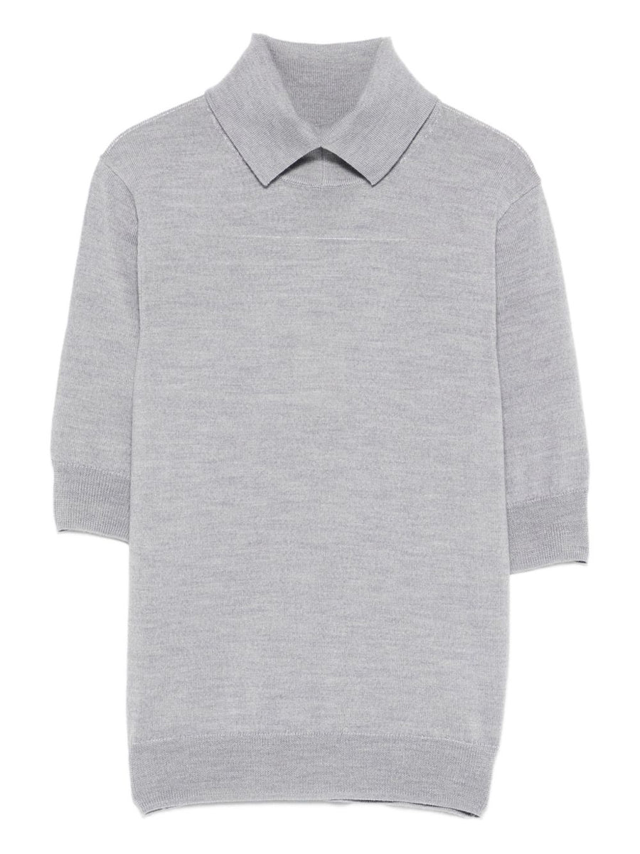 Herskind Perry Extra Fine Merino Wool Sweater For Women Light Grey, Short Sleeves, Polished Warmth