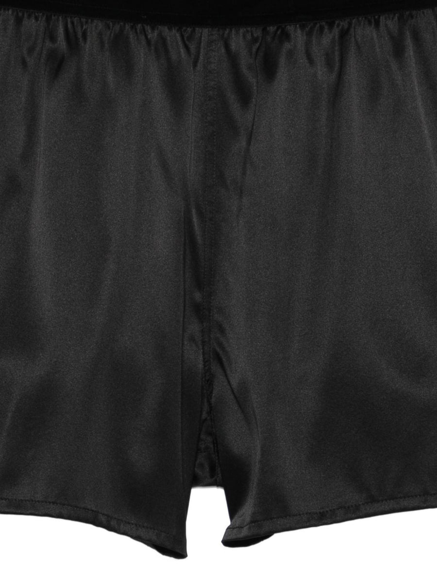 Tom Ford Silk Pajama Shorts for Women Luxury Black Silk Blend Elastic Waistband Logo