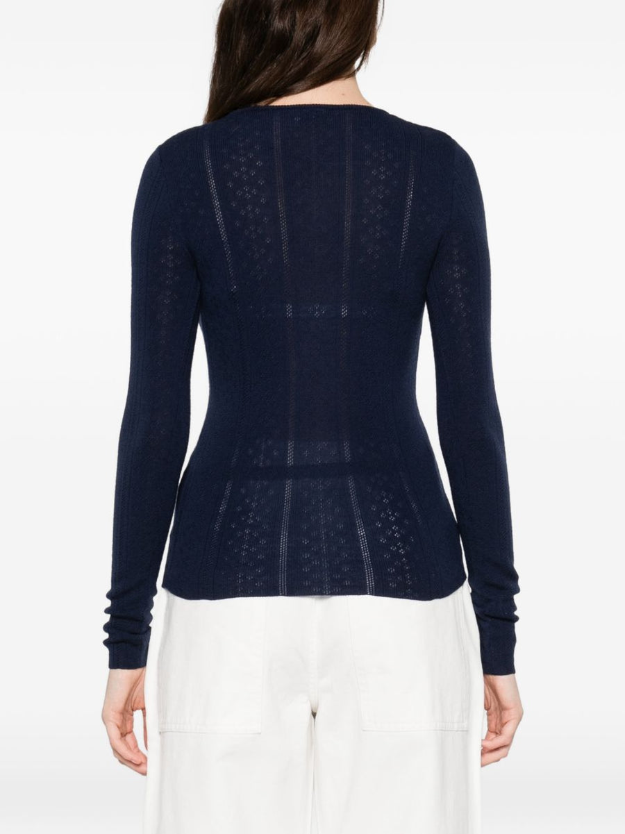 Herskind Merino Wool Crewneck Sweater For Women Navy Luxury Comfort And Easy Layering