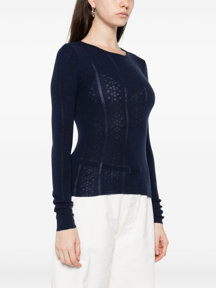 Herskind Merino Wool Crewneck Sweater For Women Navy Luxury Comfort And Easy Layering