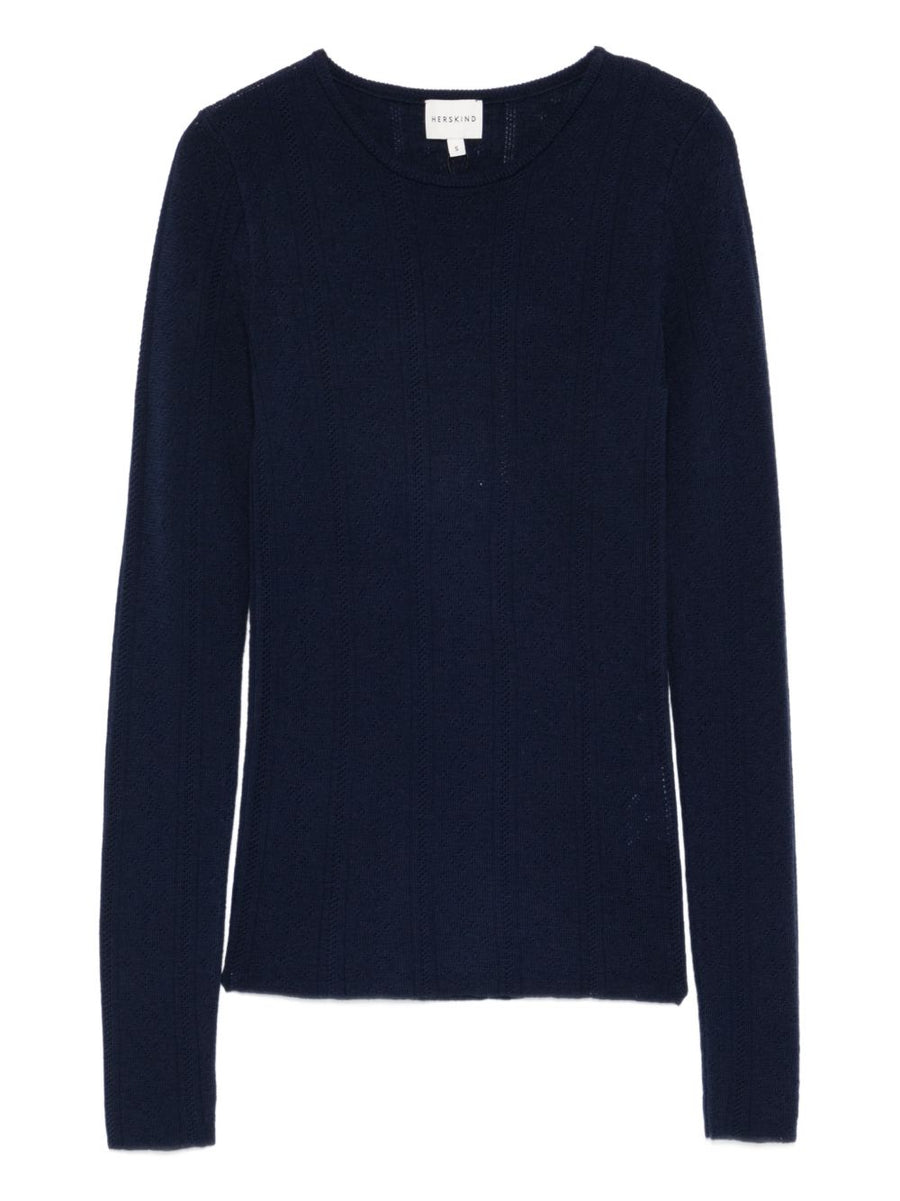Herskind Merino Wool Crewneck Sweater For Women Navy Luxury Comfort And Easy Layering