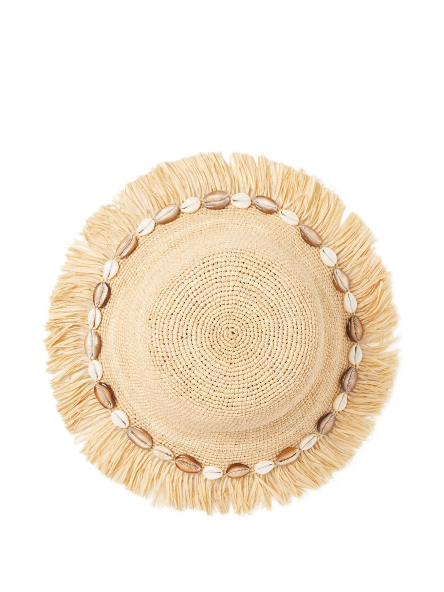 Alanui Raffia Hat Chasing The Shadows Fringe Trim Shell Embellishment For Women Luxe
