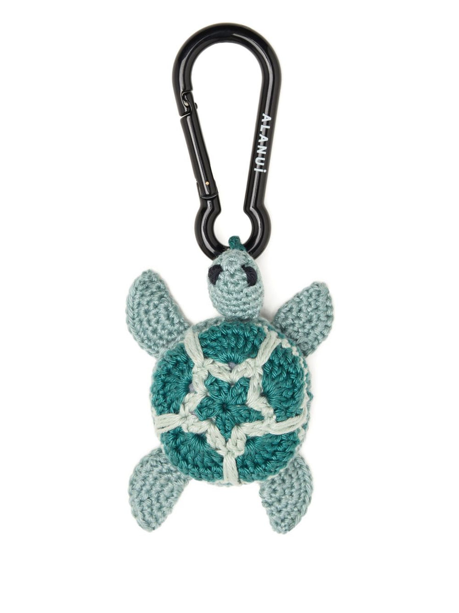 Alanui Handmade Turtle Crochet Key Holder Clip Fastening Light Blue Unisex Gift Idea