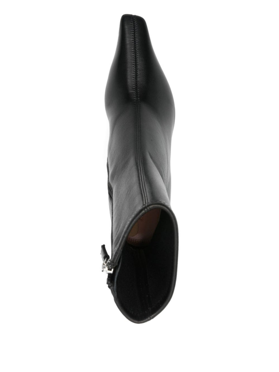 Jamie Stretch Bootie 80mm Black Stretch Nappa by Amina Muaddi for Women Sleek Silhouette