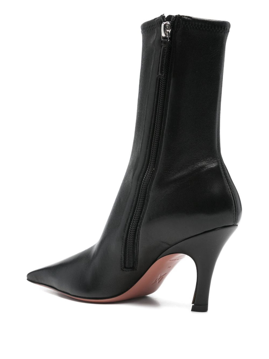 Jamie Stretch Bootie 80mm Black Stretch Nappa by Amina Muaddi for Women Sleek Silhouette