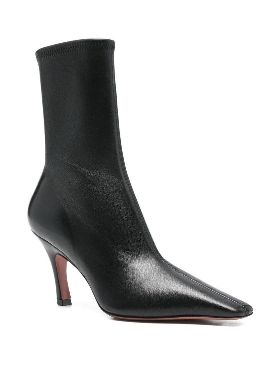 Jamie Stretch Bootie 80mm Black Stretch Nappa by Amina Muaddi for Women Sleek Silhouette