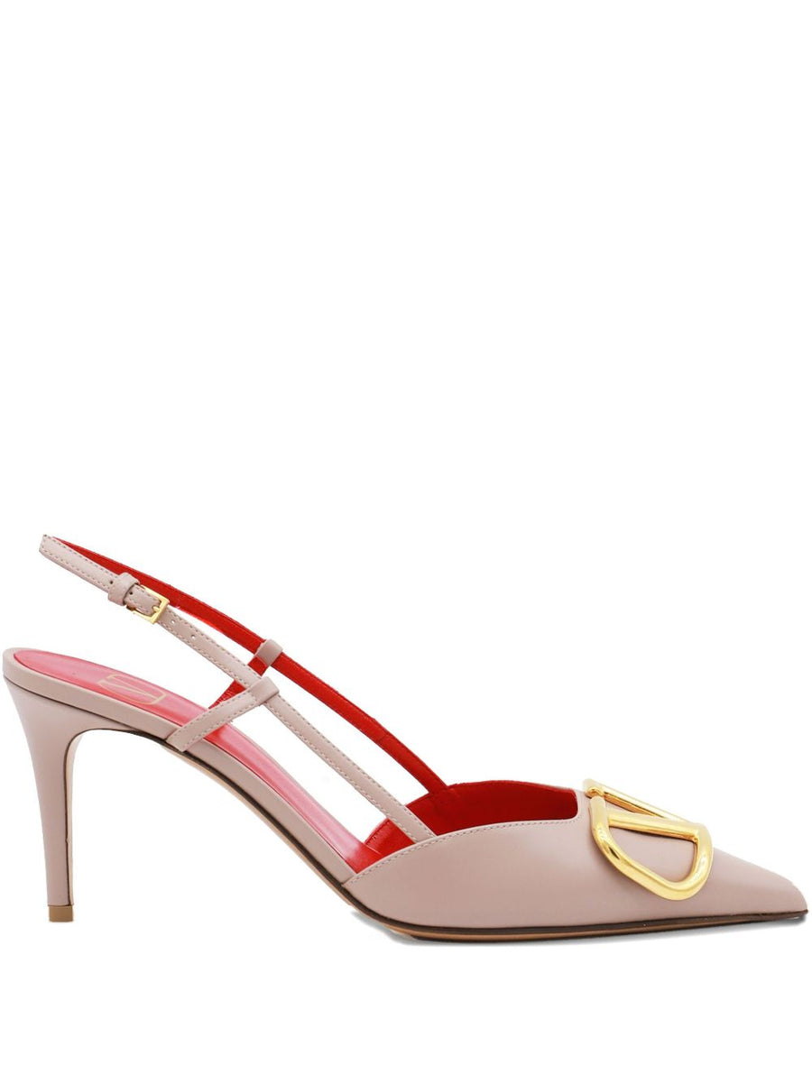 Valentino Garavani VLogo Signature Slingback Pumps Powder Pink Calf Leather 8cm Heel Women