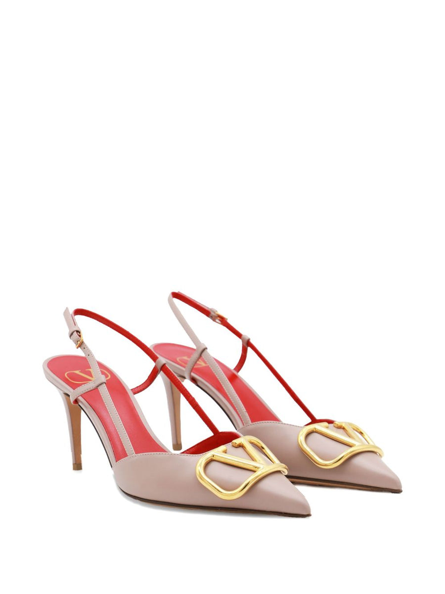 Valentino Garavani VLogo Signature Slingback Pumps Powder Pink Calf Leather 8cm Heel Women