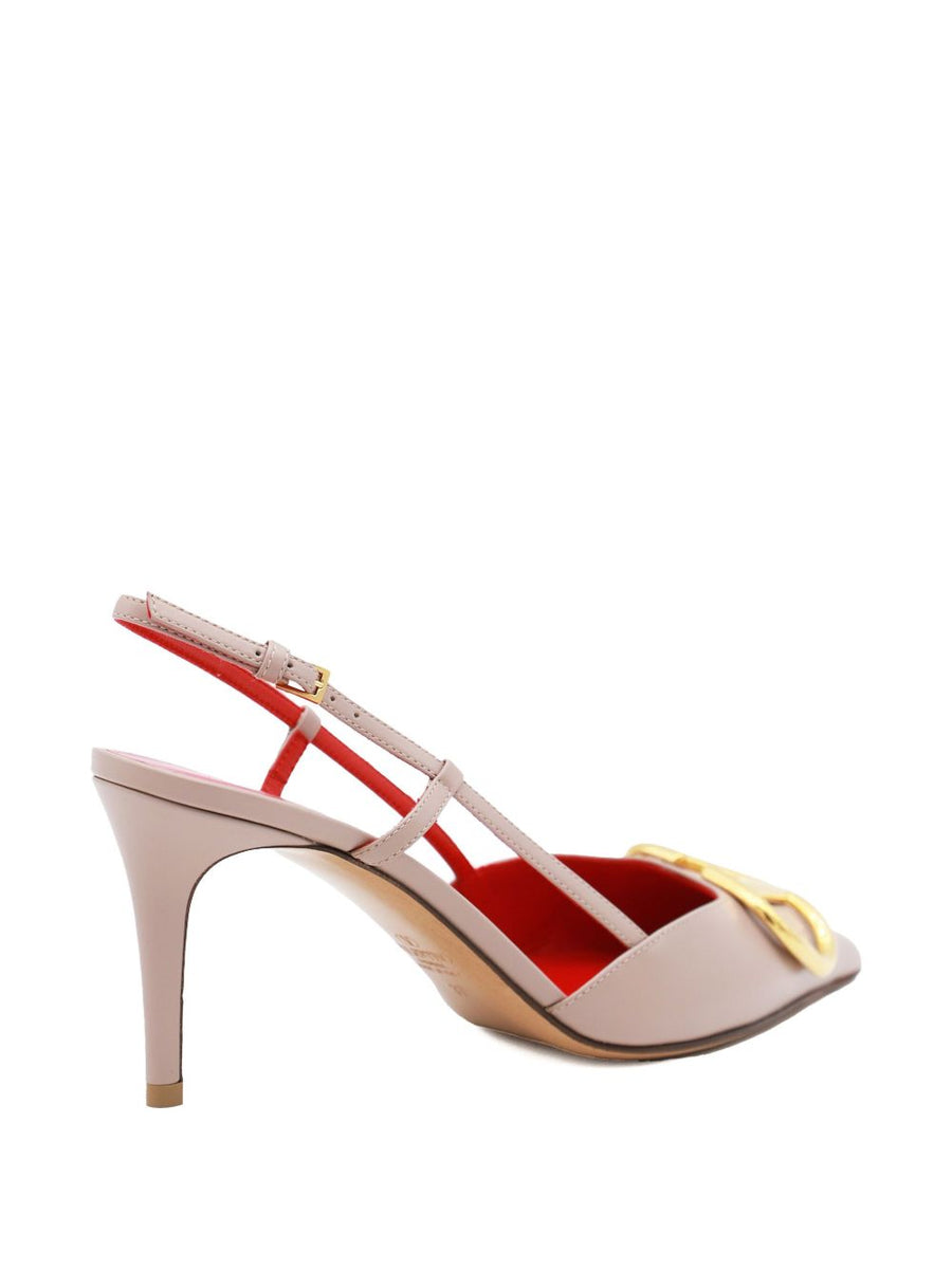 Valentino Garavani VLogo Signature Slingback Pumps Powder Pink Calf Leather 8cm Heel Women