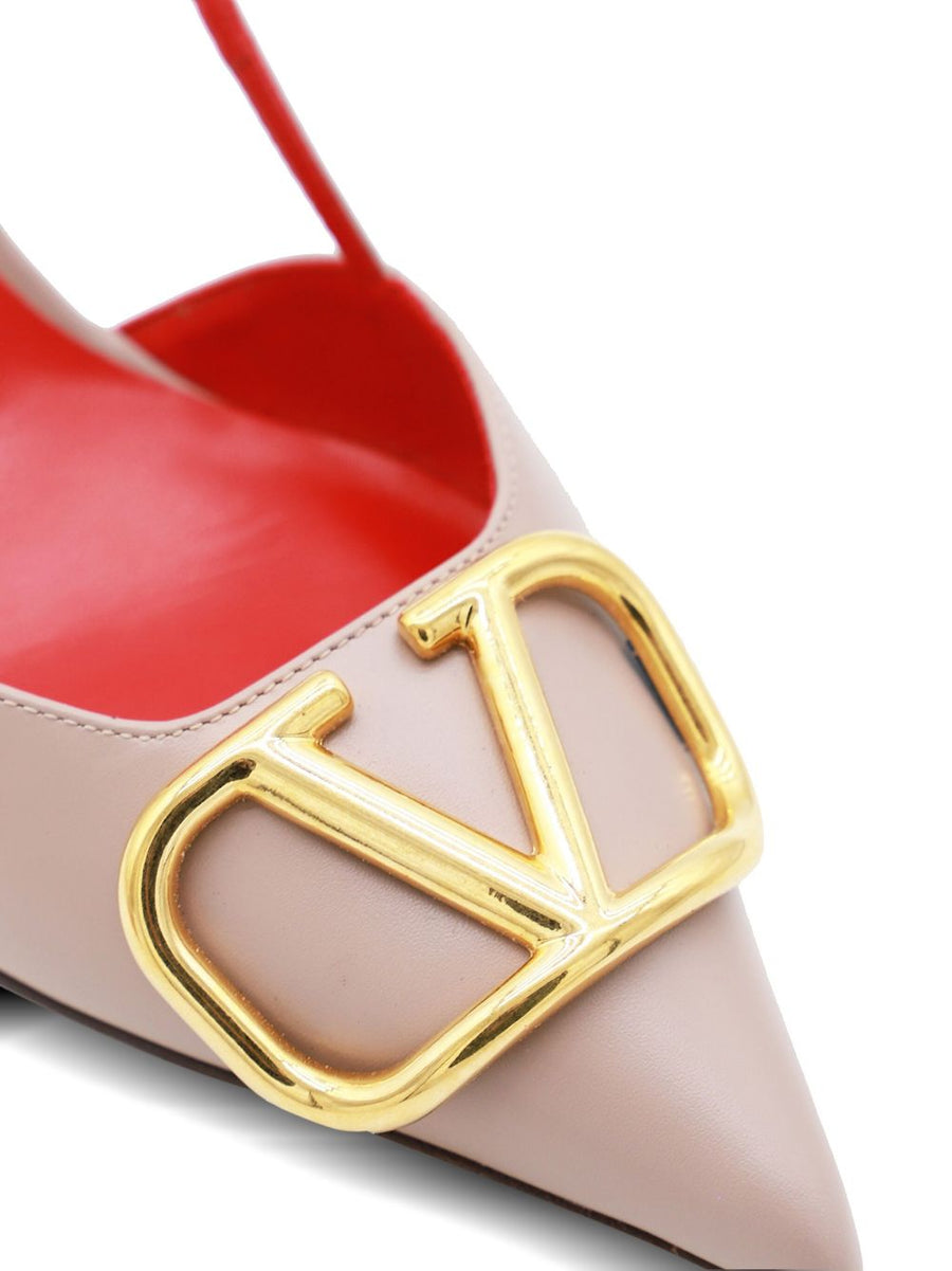 Valentino Garavani VLogo Signature Slingback Pumps Powder Pink Calf Leather 8cm Heel Women